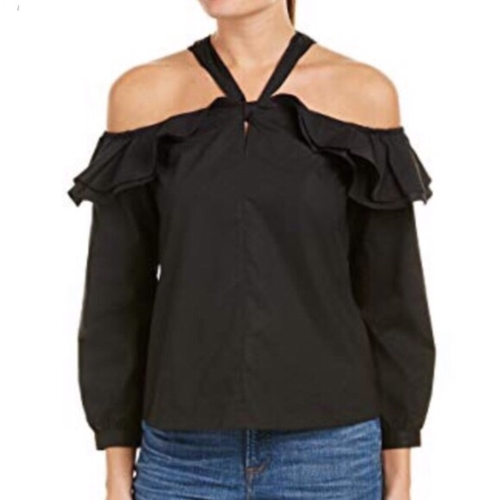 J crew off the shoulder tie neck top